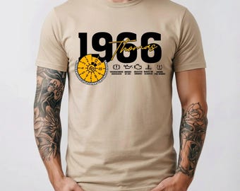 Tüv Plakette 60. Geburtstag" Personalisiertes T-Shirt Mit Name & Baujahr 1966 – Lustiges Oldtimer Geschenk Für Männer Zum 60Er – Weiß / Crem