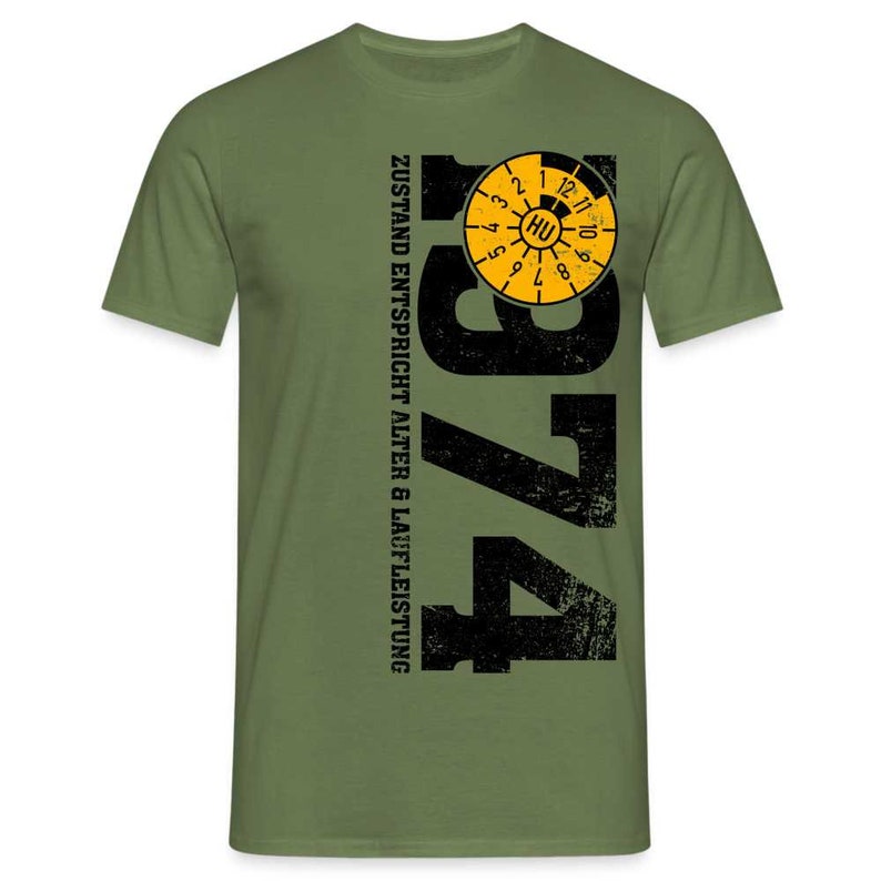 50. Geburtstag 1974 Zustand TÜV Lustiges Mechaniker Geschenk T-Shirt - Militärgrün