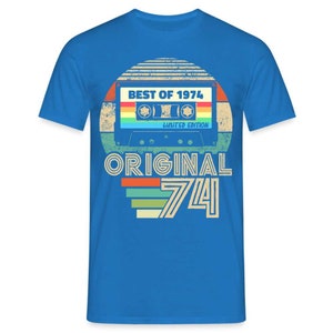 50. Geburtstag Geboren 1974 Retro Kassette Geschenk T-Shirt - Royalblau