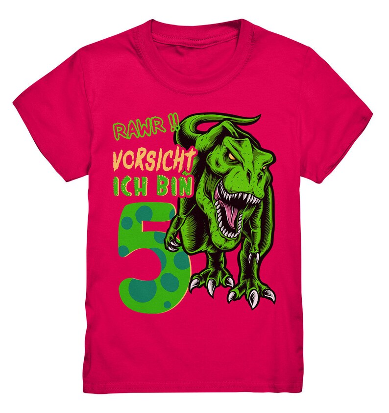 5 compleanno per bambini Dinosauro T-REX Compio 5 anni Regalo Maglietta premium per bambini Sorbet