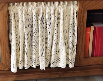 Vintage Crochet Short Curtains,Lace Curtains For Kitchen,Hollow Window Curtain,Woven Florals Cafe Curtain,Country Curtains for Cabinet Door