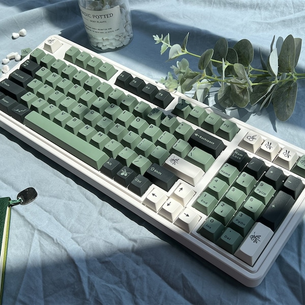 Botanical Garden Theme Keycap, Retro Olive Green Gaming Keycap, PBT Keycap, Cherry Keycap, Mechanical Keyboard Keycap, Keyboard Accessories