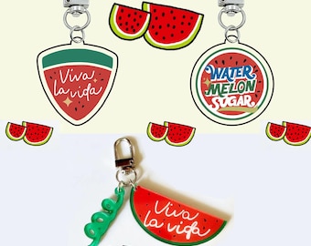 Watermelon Plectrum Charms, Viva La Vida Charm for Bag, K-Drama Guitar Pick Bag Accessory, Romantic Music Band Keychain Charm, Fan Gifts