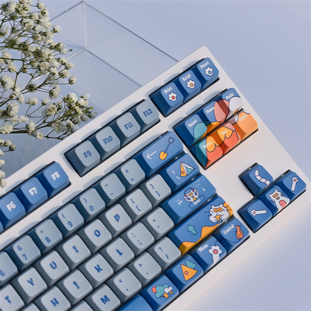 143pcs Camping Cats Theme Keycap Set MDA Profile Keycap Etsy