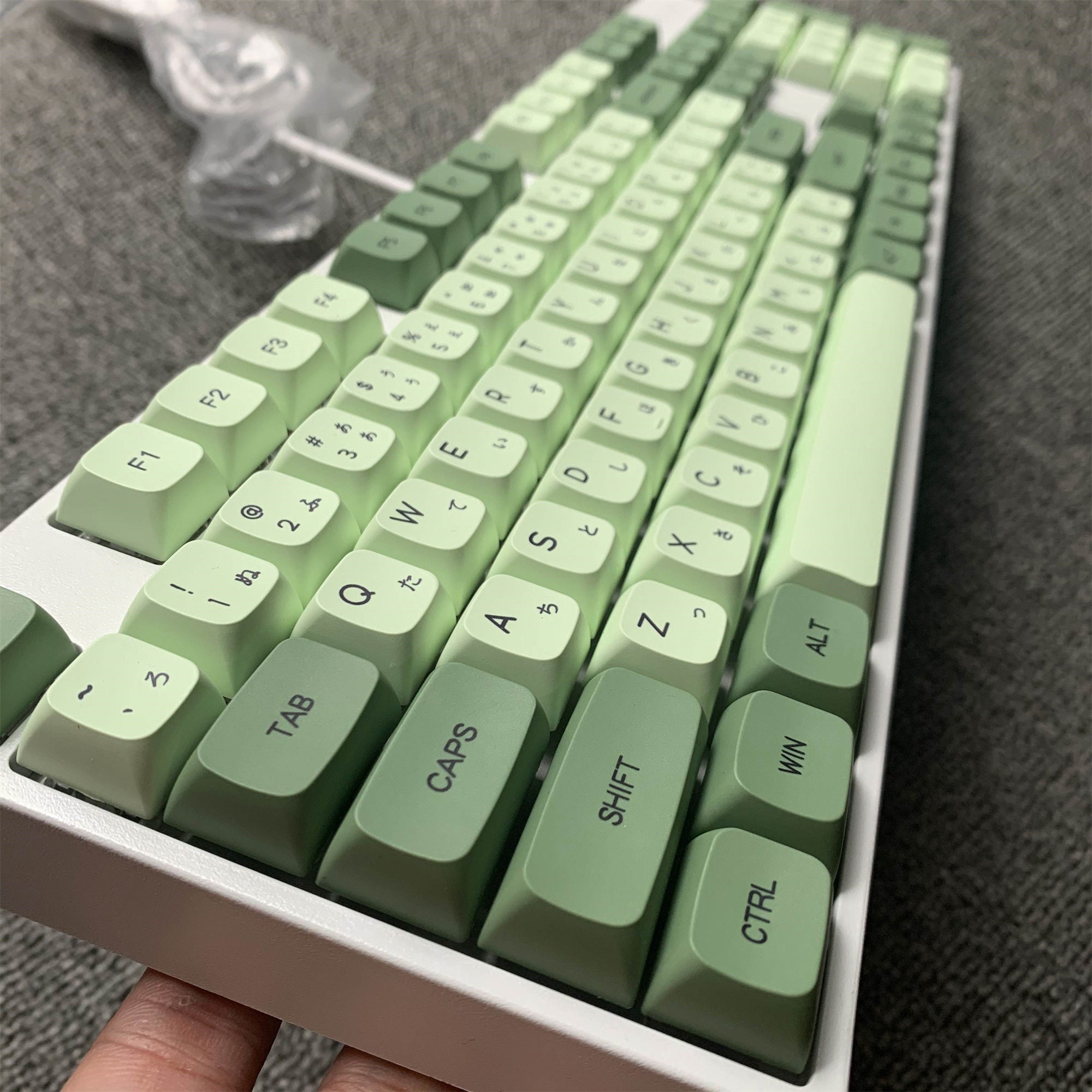 87/104pcs Matcha Green Mechanical Keyboard White Lighting Etsy
