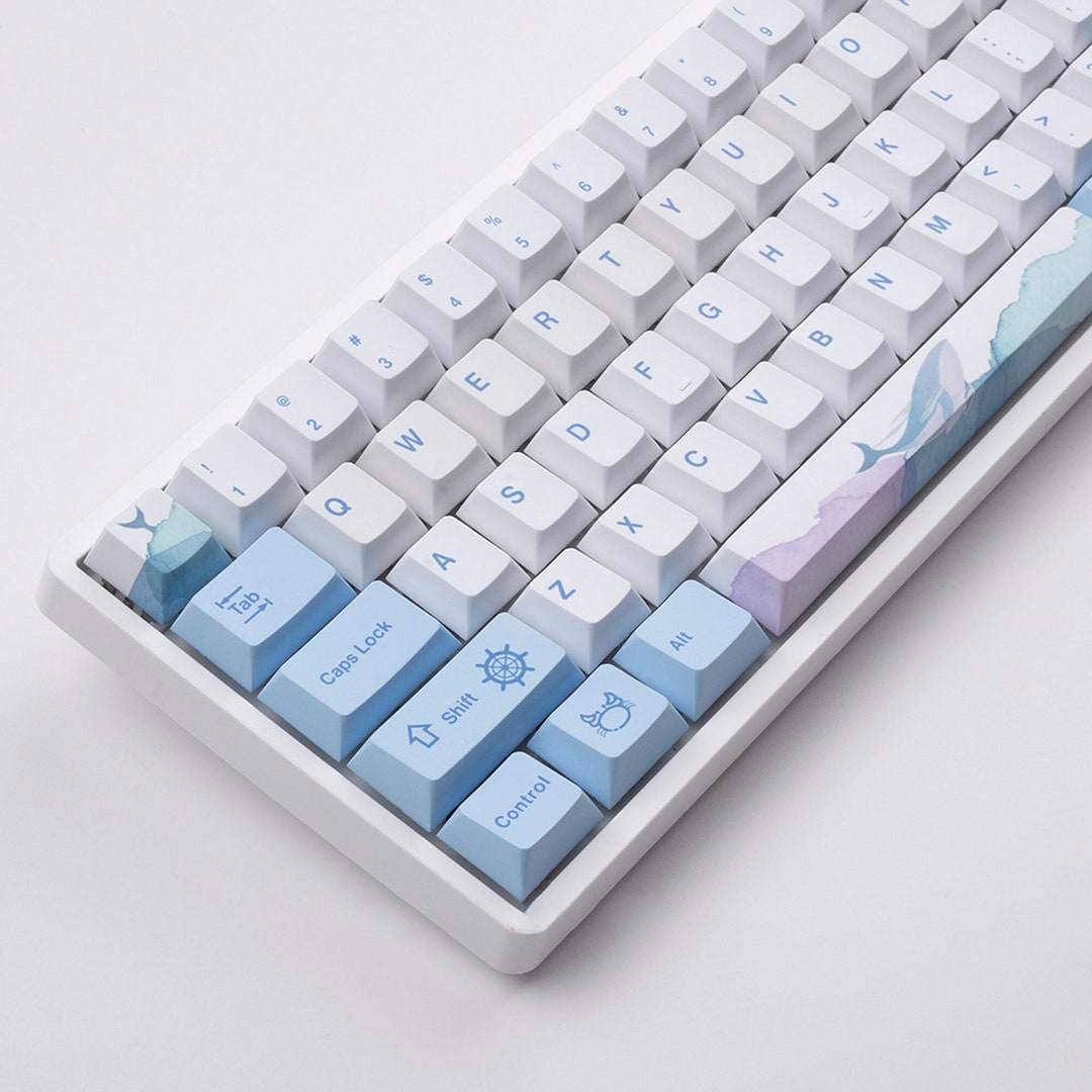 Whales and the Sea Kaycaps PBT Keycaps 129 Keys Set,mechanical Keyboard