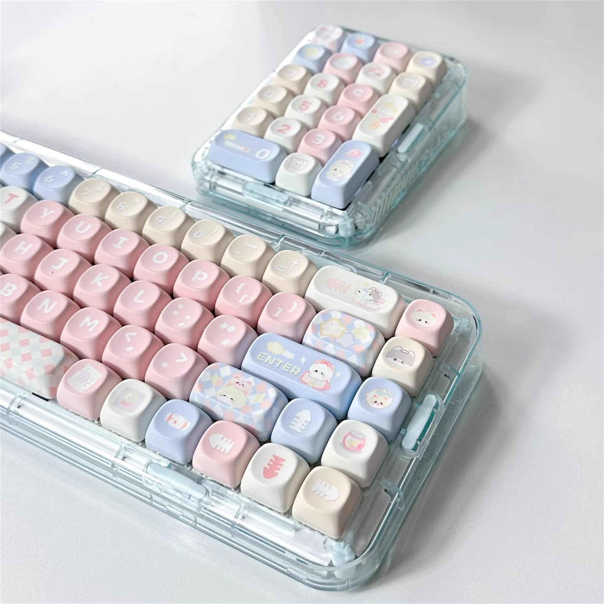 140pcs Cute Kitty Keycaps MOA Profile Keycaps PBT Etsy