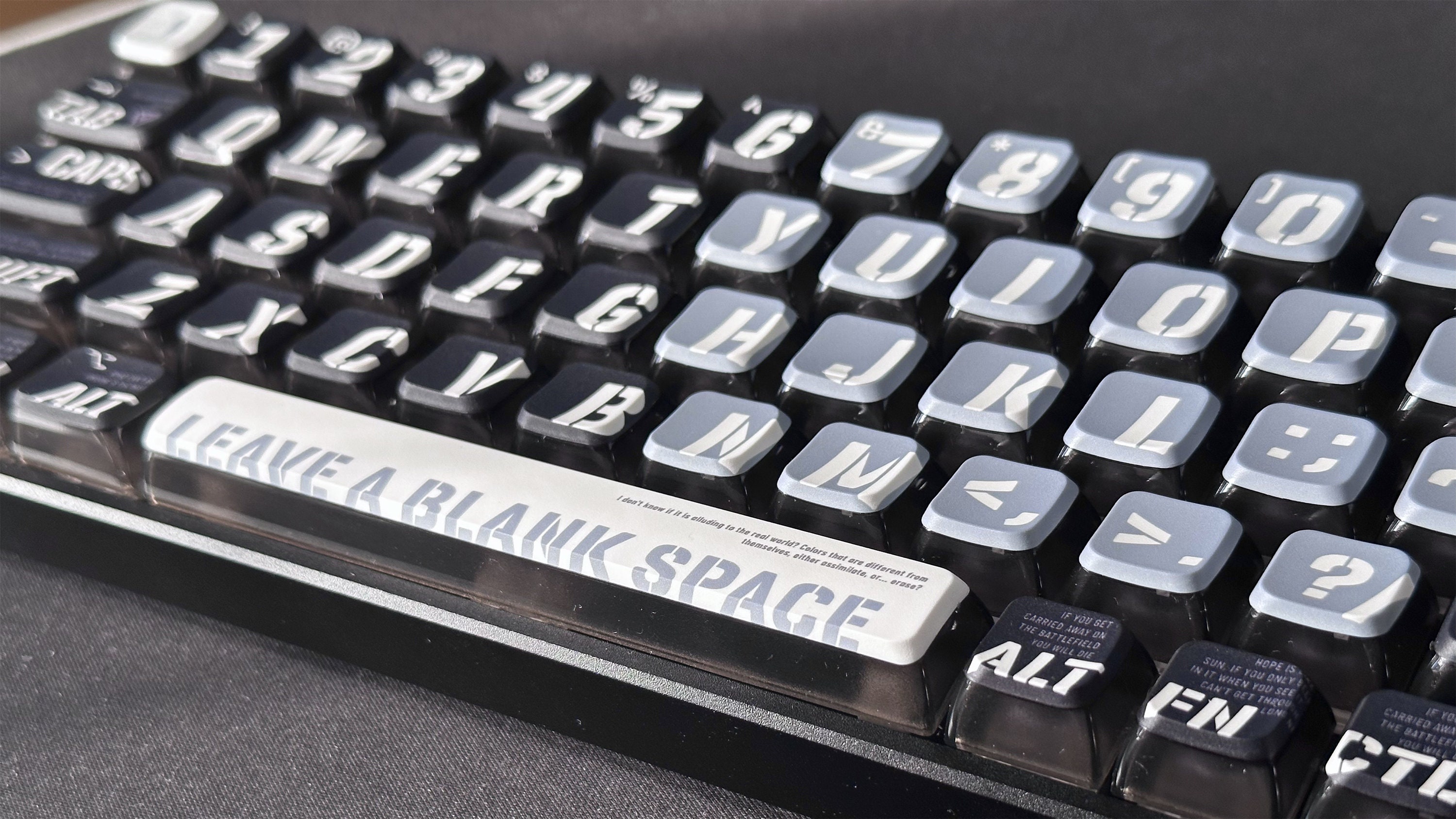 120pcs Black and Gray Transparent Keycaps Set,pbt Keycaps, Bottom ...