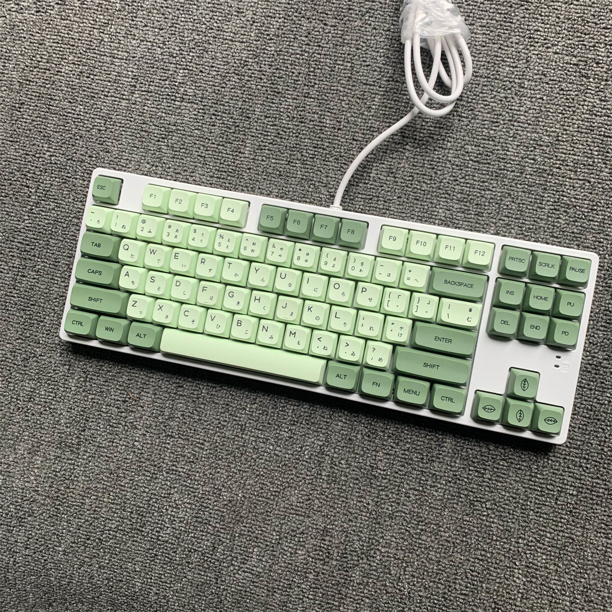 87/104pcs Matcha Green Mechanical Keyboard White Lighting Etsy