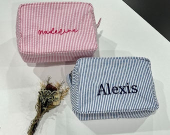 Personalized Cosmetic Pouch, Custom Embroidered Makeup Bag, Large Capacity Travel Storage Bag, Monogrammed Toiletry Bag, Bridesmaid Gift