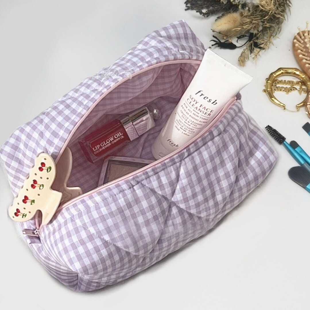 Bolsa de cosméticos con nombre bordado, bolsa de maquillaje de