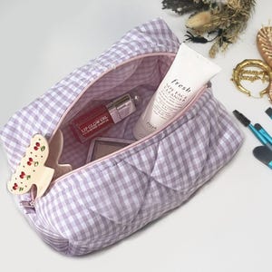 Geborduurde make-uptas met naam, make-uptasje gingang, make-uptasje pastel, toilettas bruidsmeisje, gepersonaliseerde bruiloft huidverzorgingstas, cadeau