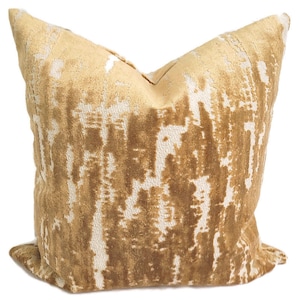 Glold/Beige Abstract Velvet Pillow Cover