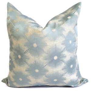 Spa Blue/Gold Pillow Cover