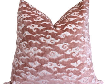 Pink White Cut Vevet Pillow Cover// Blush Cut Velvet
