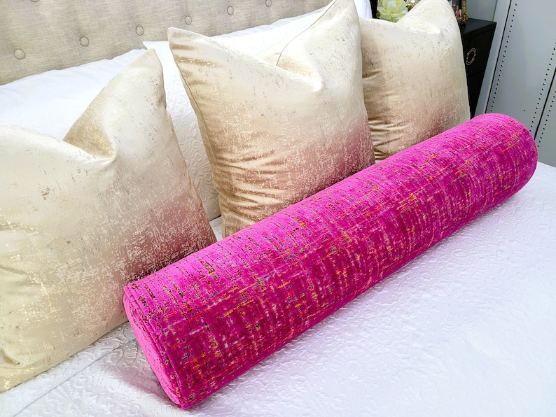 Fuchsia Pink Bolster Pillow With Foam Insert Etsy