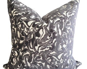 Gray/Beige Abstract Velvet Pillow Cover