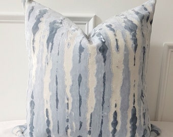Blue/Ivory Abstract Pillow Cover