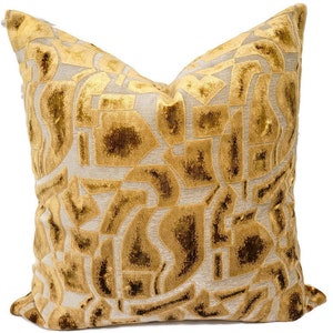 Gold/Brown Abstract Velvet Pillow Cover
