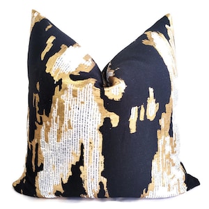 Gold Beige Black Pillow Cover