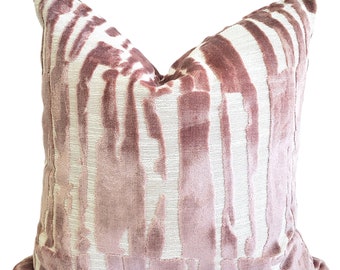 Blush Pink & Ivory Cut Velvet Pillow Cover