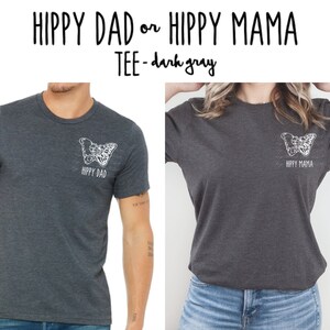 HIPPY DAD or MOM silk screened ddh awareness butterfly© Tee- ddh clothing