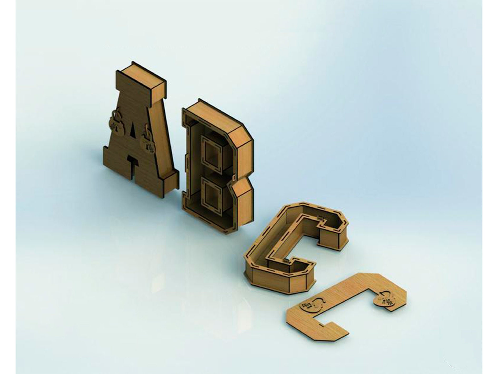 Letters BoxGIFT BOX 3D Alphabet 30 cm 3D alphabet box cnc Etsy