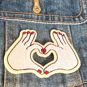 K-Pop Finger Heart Iron-On Patch | Korean Music Fan Patch, Backpack Patch, Concert Outfit, Jacket Patch