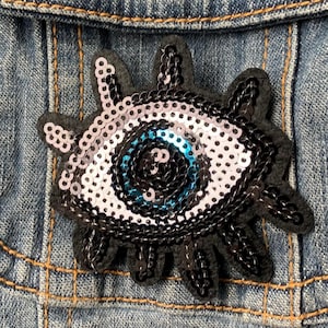 Evil Eye Iron On Patch | Blue Nazar Embroidered Applique | Witchy Boho Jacket & Backpack Patch