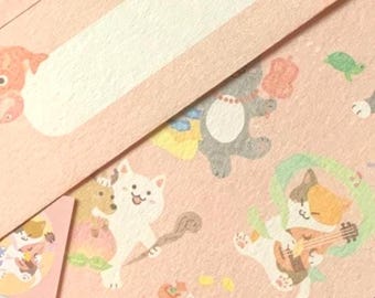 Japanese Lucky Cat Pochibukuro Envelopes, Maneki Neko Washi Money Gift, Otoshidama Cat Stationery