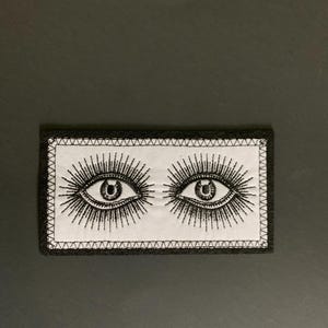Embroidered Eyes Patch Black White Gothic Iron On Jacket Backpack Tattoo Style