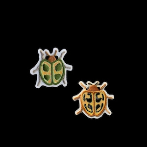 Tiny Beetle Iron On Patch, Iridescent Embroidered Insect Applique for Jackets Backpacks Denim