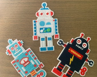 Large Embroidered Robot 3pcs/set Iron On Patches For Clothing, Hats, Crafts, Decoration