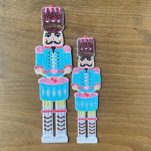 Nutcracker Sequin Iron-On Patches Set - 2 Pack Christmas Soldier Patches for Holiday Crafts Jackets Bags
