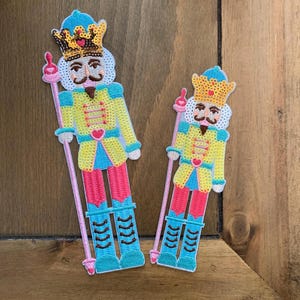 Nutcracker Ballet Iron On Patches - 2 Pack Large Christmas Embroidered Sequin Patches for Dance Bags, Jackets, Jeans, Holiday Gifts