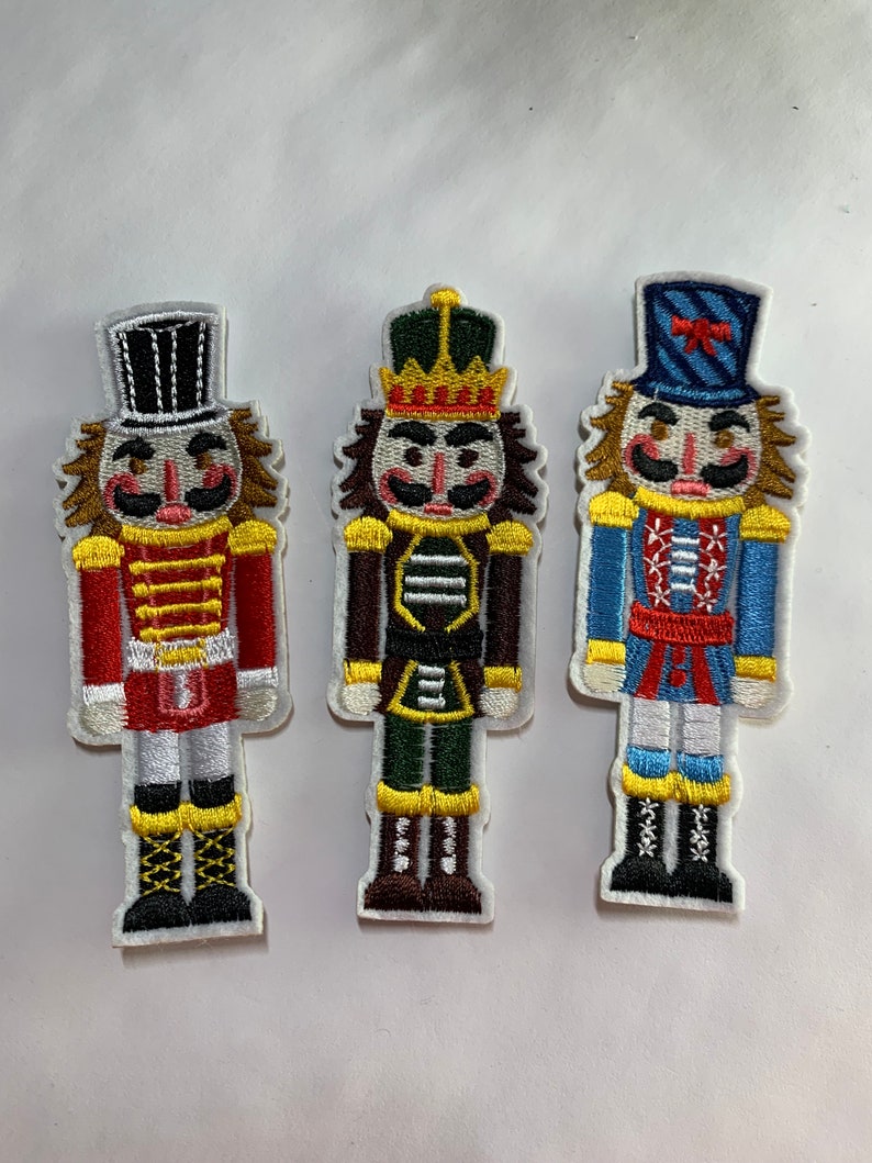 Holiday Nutcracker Patches, Festive Embroidered Patches, 9/pk
