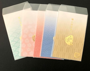 Mini billetes japoneses Tai Lucky Fish, juego de 5 tarjetas con mensajes de la fortuna.