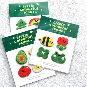 Kawaii Embroidered Mini Patch Set – 4 Pack, DIY Crafts