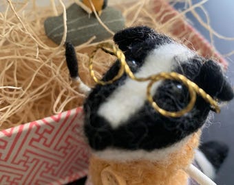 OOAK Skunk Art Doll in Curiosity Box | Miniature Diorama Collectible | Mixed Media Character Sculpture | Irma