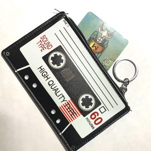 Cassette Tape Keychain Wallet | 80s Mixed Tape Card Case, Retro Music Theme