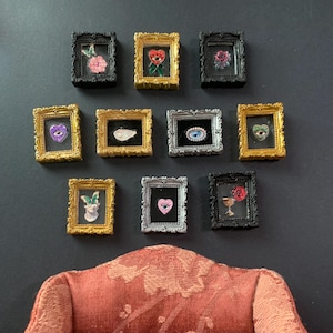 Miniature Gothic Gallery Wall | 10 Baroque Dollhouse Frames | Curated 1:12 Miniature Wall Art