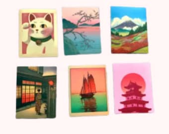 Pink Japanese Retro Sticker Pack | 50 Kawaii Art Stickers for Journals, Scrapbooks & Cozy Crafts