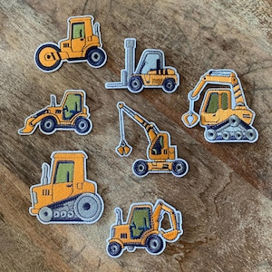 Construction Vehicle Iron-On Patches: 7-Piece Truck Set for Kids