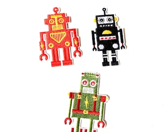 Robot Iron-On Patch | Retro Embroidered Appliques for Jackets, Backpacks & DIY Crafts