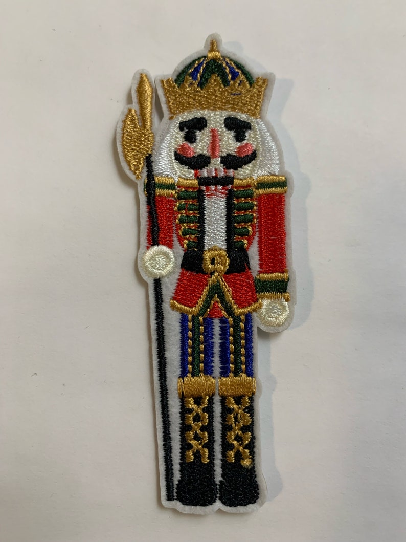 Nutcracker Patch Red Blue Gold Holiday Festive Embroidered Etsy