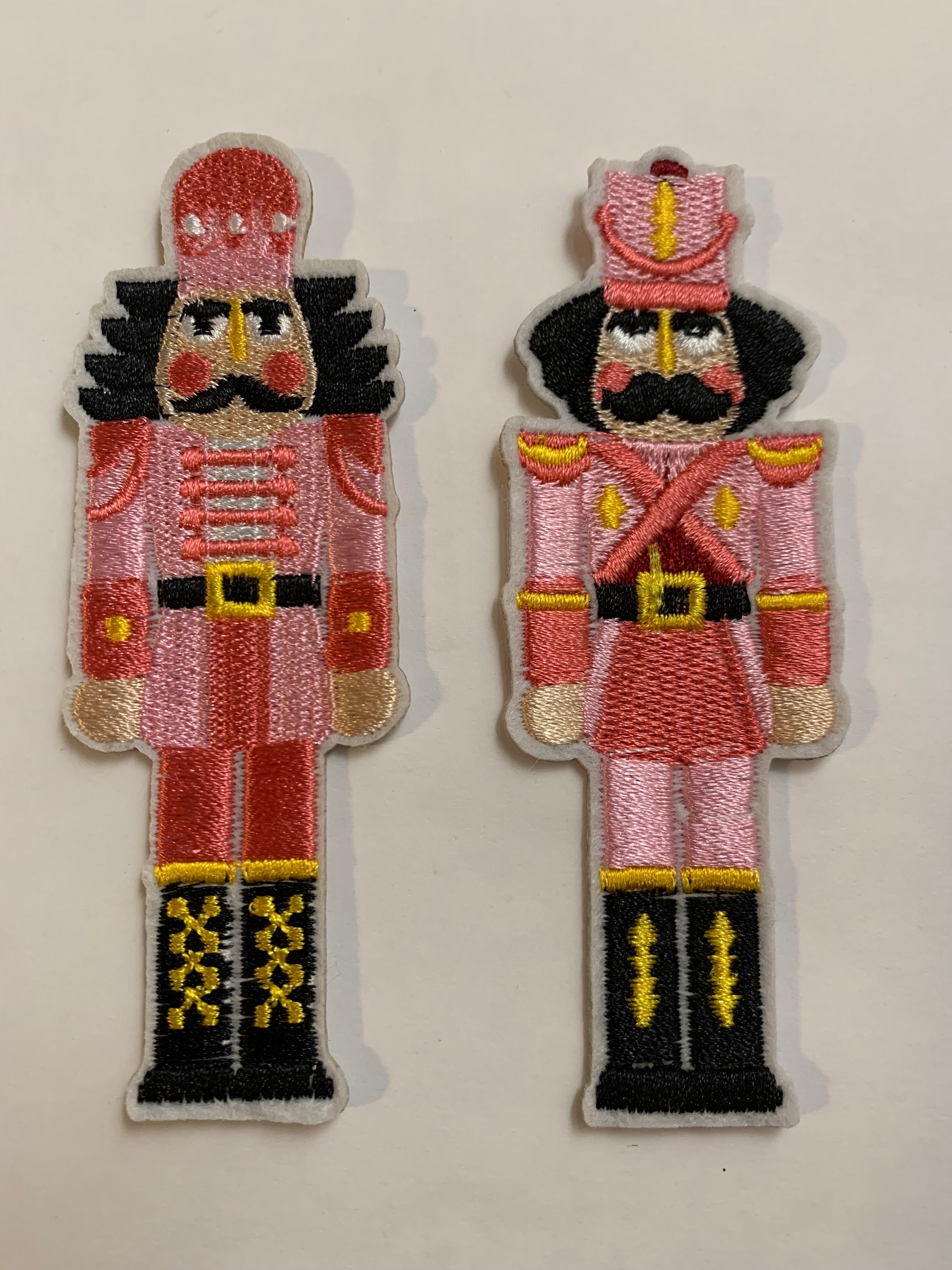 Pink Nutcracker Patches, Embroidered Appliques, 2/pk Nutcracker Designs