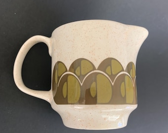 Vintage Arklow Pottery Set 6 Creamer, Irish Mid Century Speckled Jug, 1970s Olive Avocado Milk Pitcher, Made in Ireland