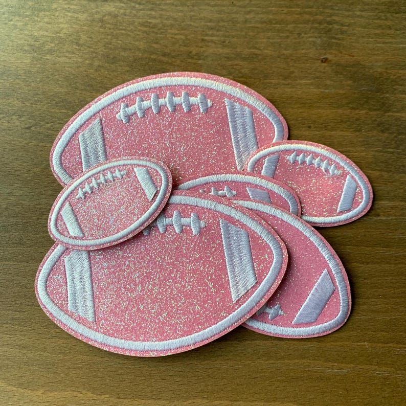 Pink Glitter Football Iron-on Patch | Cheer Spirit Patch, Valentine ...