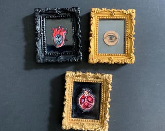 Miniature Baroque Frames Set, Dark Romance Altar Art, Gold Ornate Vignettes