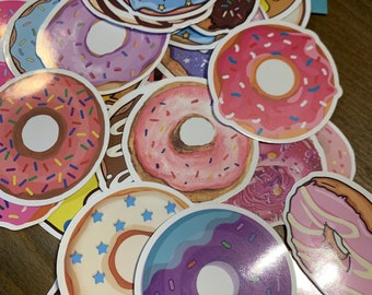 50 Large Cartoon Donut Stickers - Cute Doughnut Decal Megapack for Scrapbooking, Journals, Laptops, Phones, Water Bottles, Valentine's Day